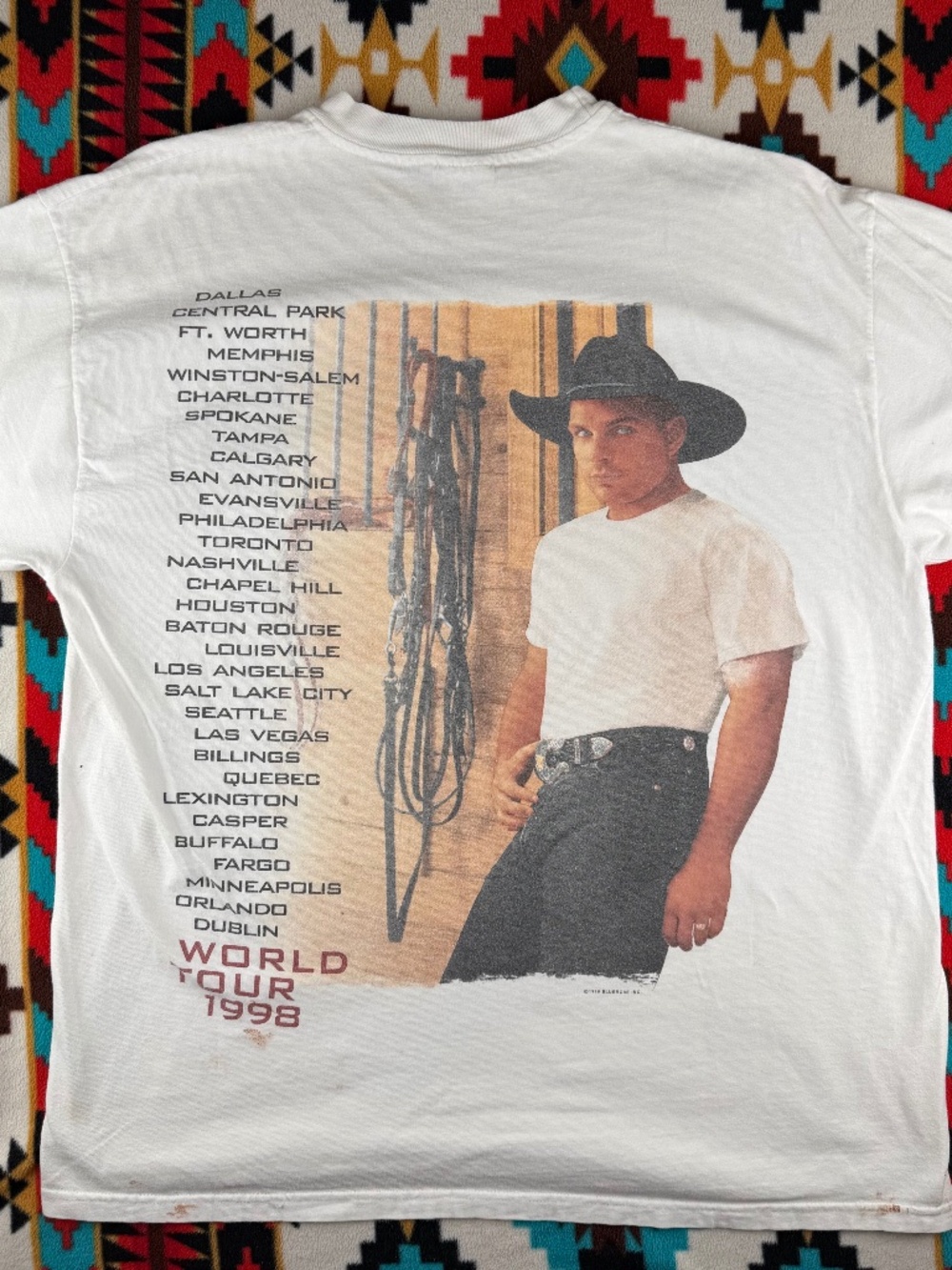 Vintage Garth Brooks Sevens World Tour 1998 T Shirt Country Music Concert Tee Wh